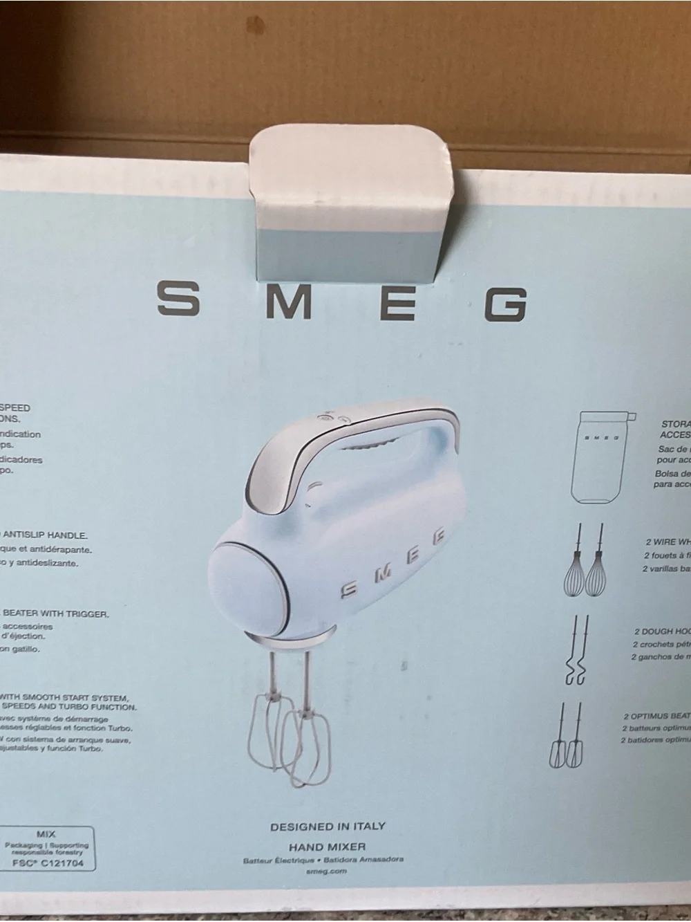SMEG Black Hand Mixer — Glossy Black Finish NIB